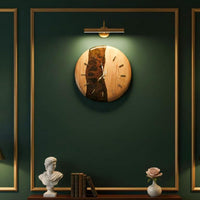 Large Oak Wood Wall Clock - Modern Rustic Silent Design