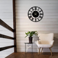 Oversized Metal Wall Clock | Large Roman Numerals