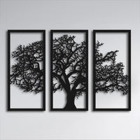 Hayat Ağacı Metal Duvar Sanatı Seti - Doğa Temalı Dekorasyon