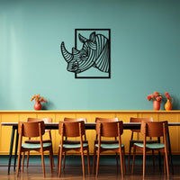Décoration Murale Rhinocéros Métal | Art Animalier Sauvage