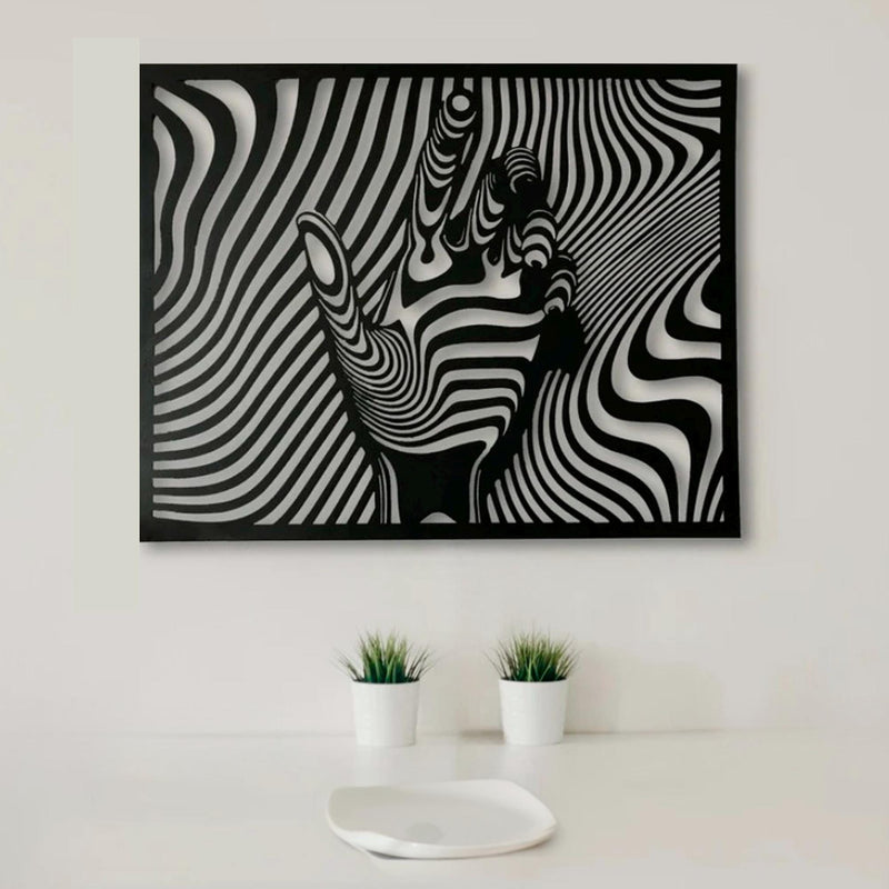3D Metal Hand Wall Art - Abstract Optical Illusion Decor