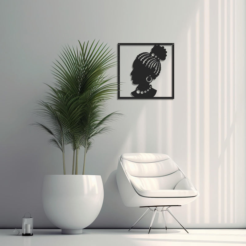 African Woman Metal Wall Art | Ethnic Boho Decor