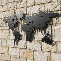 Metal Dünya Haritası Duvar Sanatı - Ev Ofis & Seyahat Sever Dekorasyonu