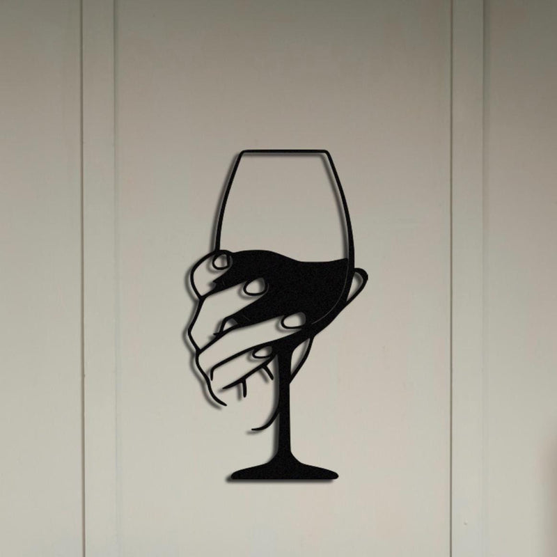 Metal Wine Glass Wall Art | Minimalist Bar & Kitchen Decor