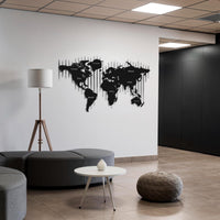Metal Dünya Haritası Duvar Sanatı - Ev Ofis & Seyahat Sever Dekorasyonu