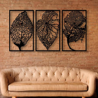 Metal Leaf Wall Art Set of 3 | Modern Botanical Sculpture Decor