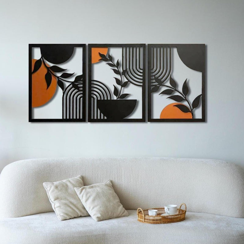 Triple Leaf Metal Wall Art Set | Modern Botanical Decor