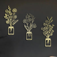 Minimalist Flowers in Vase Metal Wall Art Set of 3