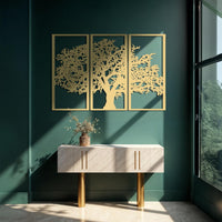 Hayat Ağacı Metal Duvar Sanatı Seti - Doğa Temalı Dekorasyon