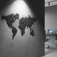 Metal Dünya Haritası Duvar Sanatı - Ev Ofis & Seyahat Sever Dekorasyonu