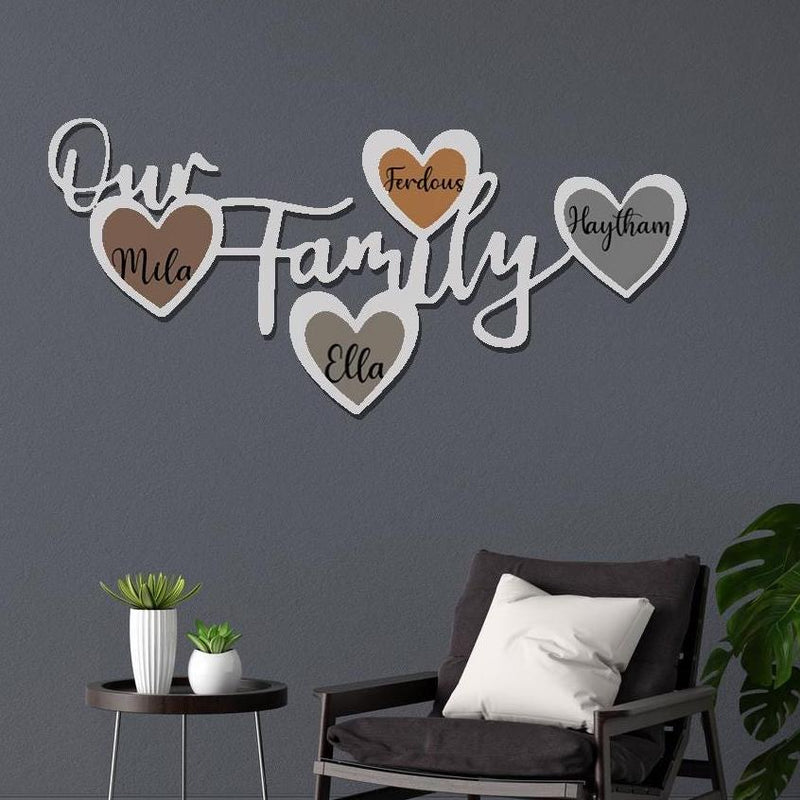 Custom Metal Family Photo Wall Art | Personalized Name Sign