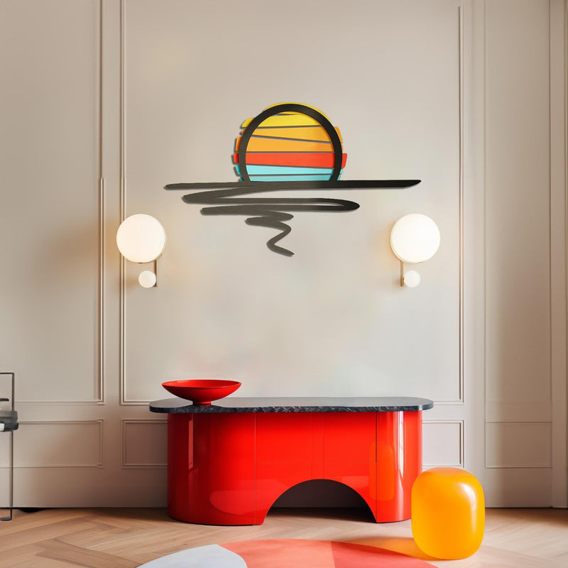 Sunset Metal Wall Art - Colorful Abstract Design