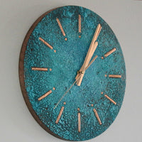 Handmade Copper Wall Clock | Rustic Patina Home Decor