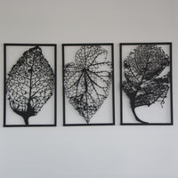 Metal Leaf Wall Art Set of 3 | Modern Botanical Sculpture Decor