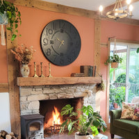 Large Teal Wooden Wall Clock - Minimalist Loft Style