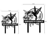 Personalized Hummingbird Metal Garden Sign | Custom Yard Decor
