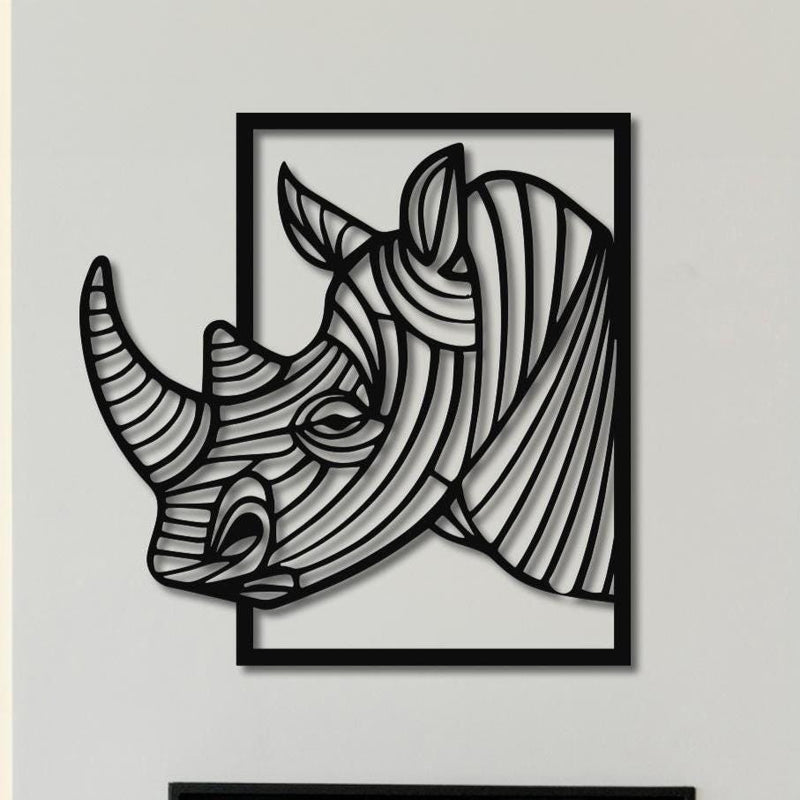 Metal Rhino Head Wall Decor | Wild Animal Art