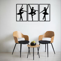 Metal Ballerina Wall Art Trio - Elegant Dance Decor