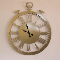 Grande Horloge Murale Métal Chiffres Romains | Style Montre de Poche Vintage