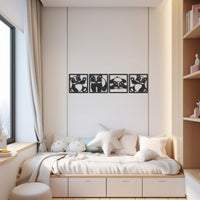 Panda Metal Wall Art Set for Kids Room & Nursery Decor