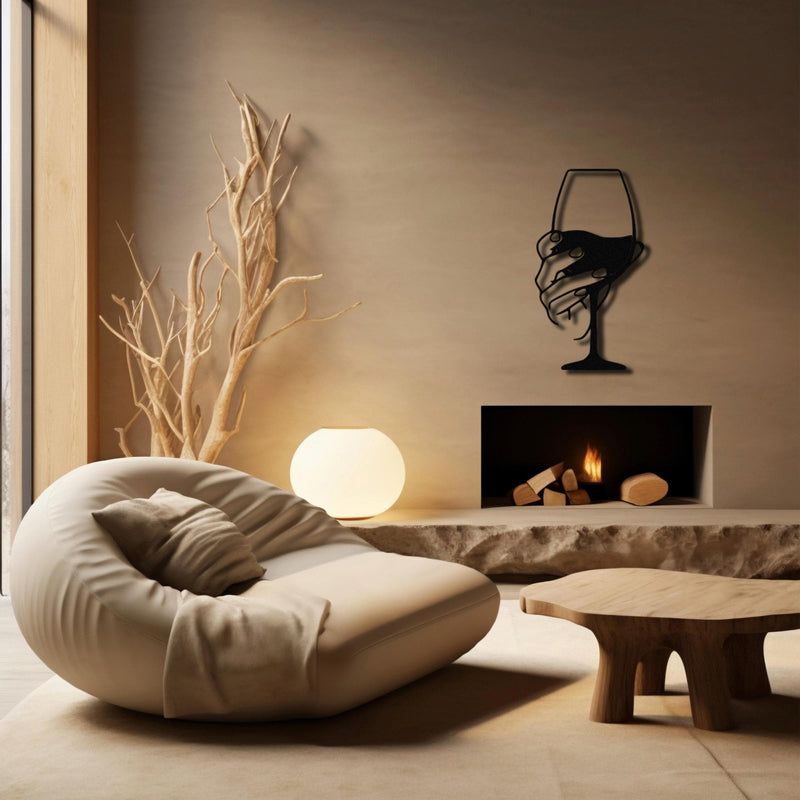 Metal Wine Glass Wall Art | Minimalist Bar & Kitchen Decor