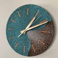 Handmade Copper Patina Wall Clock | Rustic Turquoise Decor