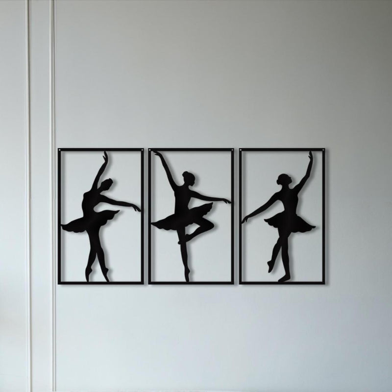 Metal Ballerina Wall Art Trio - Elegant Dance Decor