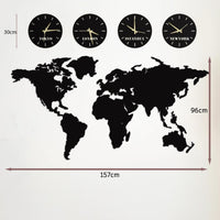 Metall Weltkarte Wandkunst mit Uhren | Personalisierbare Bürodekoration
