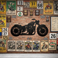 Arte Mural Metálico Moto - Decoración Premium para Garaje y Cueva del Hombre