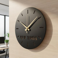 Personalized Metal City Name Wall Clock - Custom Time Zone