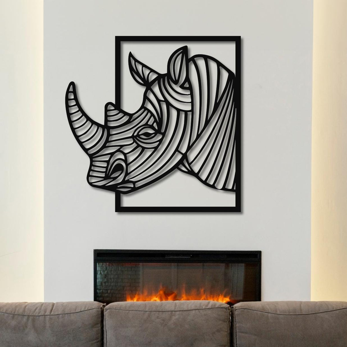 Geometrische Metall Nashornkopf Wandkunst – Modernes Design