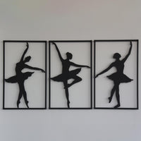 Metal Ballerina Wall Art Trio - Elegant Dance Decor