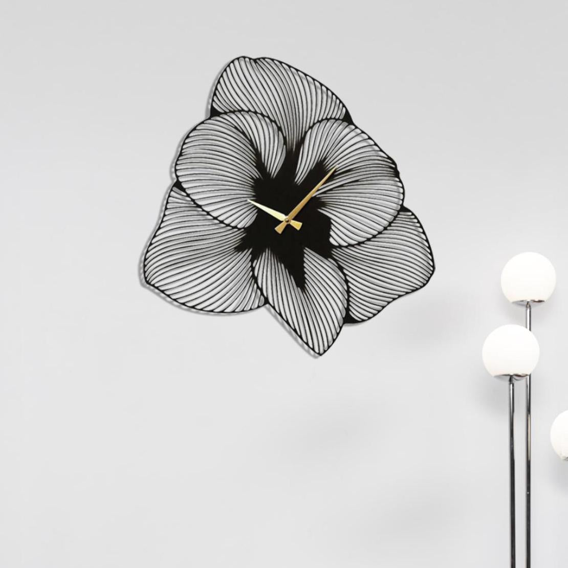 Azalea Flower Metal Wall Clock - Modern Floral Design