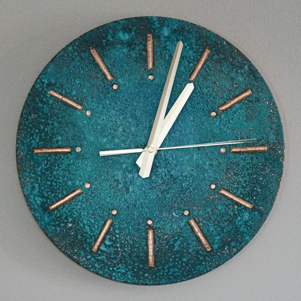 Handmade Copper Wall Clock | Rustic Patina Home Decor