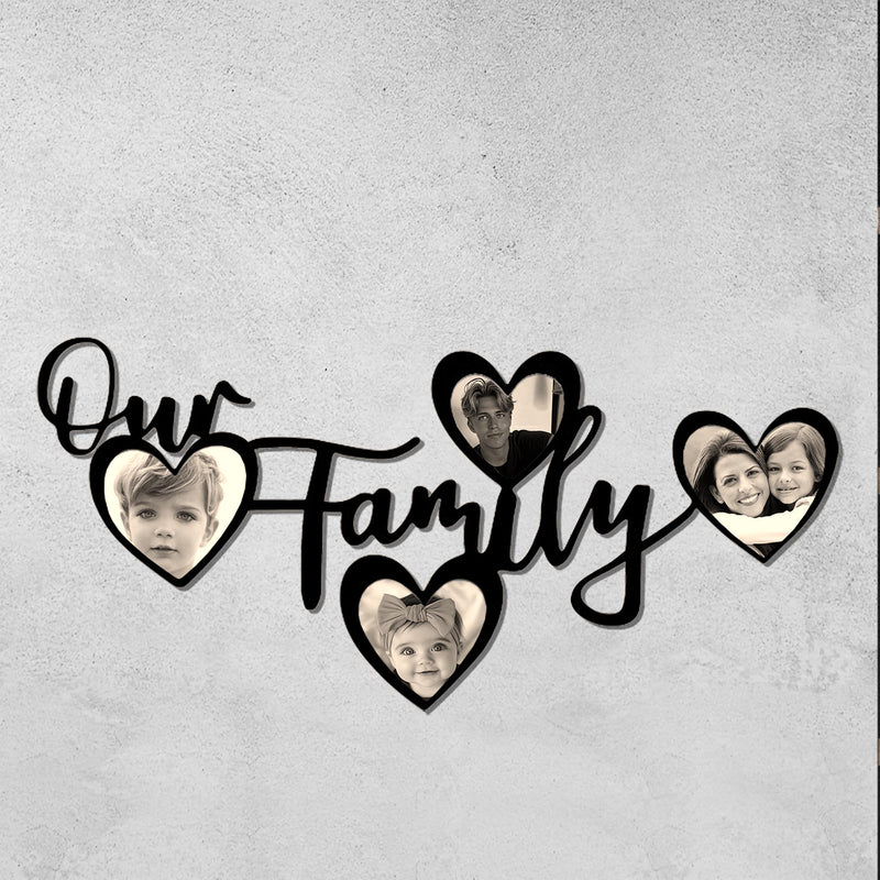 Custom Metal Family Photo Wall Art | Personalized Name Sign