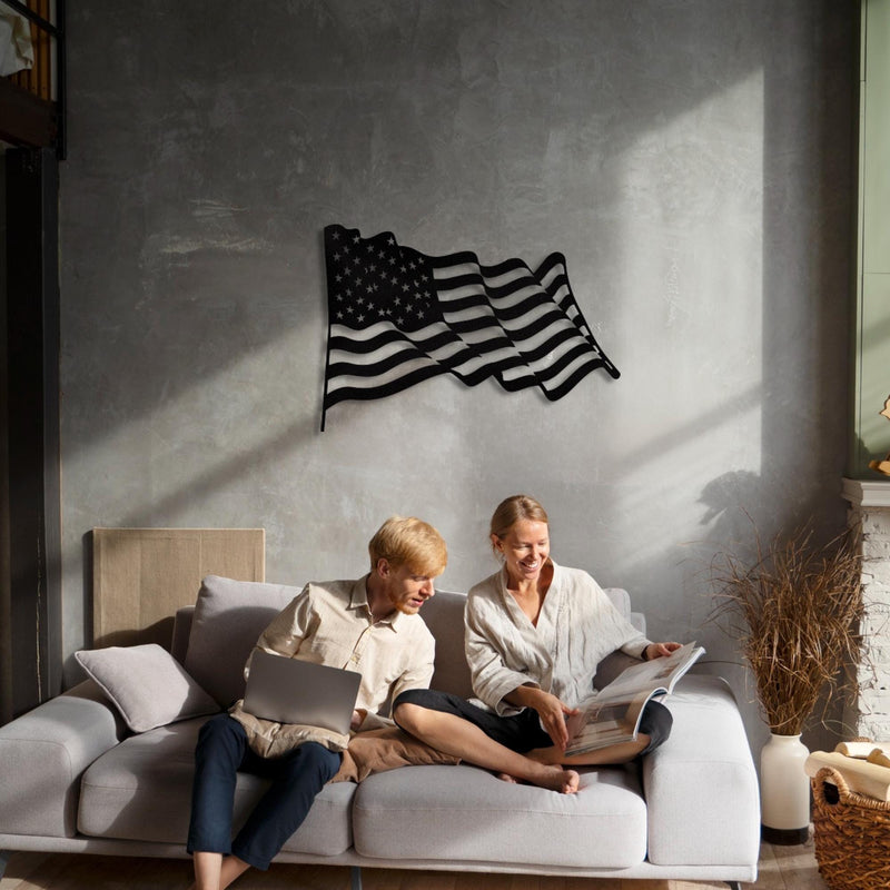 Metall Amerikanische Flagge Wandkunst, Patriotische Heimdekoration, USA Flagge Wandkunst, Große Metall USA Flagge, Wanddekoration für Innen und Außen, Amerikanische Flagge