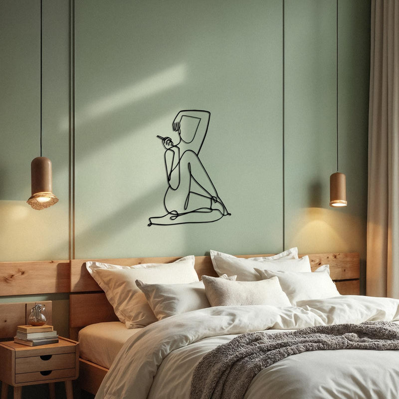 Female Body Line Art Metal Wall Decor - Minimalist Silhouette