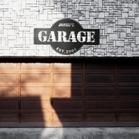 Personalisiertes Metall Garagenschild, individuelle Männerhöhlen-Dekoration, große Metall-Wandkunst