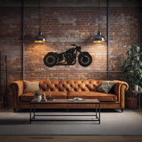 Arte Mural Metálico Moto - Decoración Premium para Garaje y Cueva del Hombre