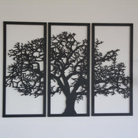 Hayat Ağacı Metal Duvar Sanatı Seti - Doğa Temalı Dekorasyon